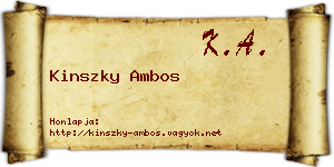 Kinszky Ambos névjegykártya